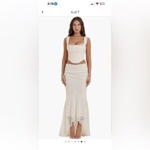 HOUSE OF CB una floral cowl neck lace up corset